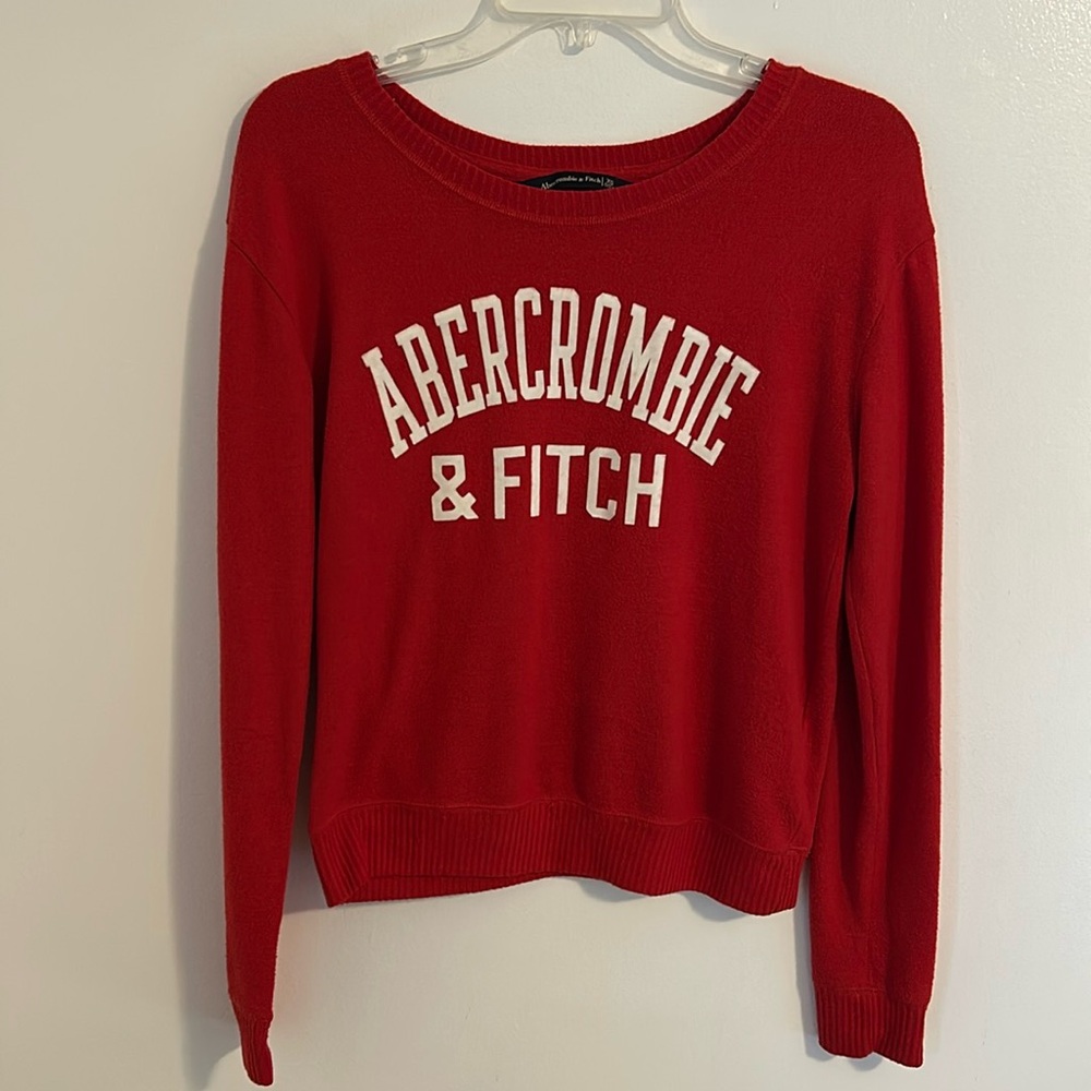 Abercrombie & Fitch Long Sleeve Slightly Cropped Hip Fit Red Top Size XS
